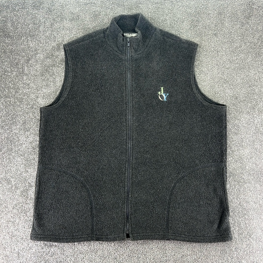Vintage Diamonds USA Sleeveless Full Zip Up Sweater Vest Fleece Joy Womens XL